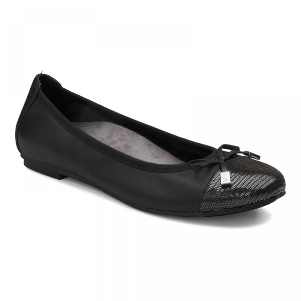 Vionic Flats Ireland - Minna Ballet Flat Black - Womens Shoes Ireland | FXJSQ-5146